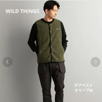 [새상품급] WILD THINGS 보아 플리스 베스트 올리브 M