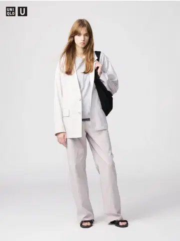 유니클로 U UNIQLO 코튼 와이드 팬츠 택 포함 새상품 라이트 퍼플