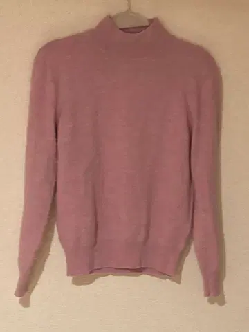 하이넥 니트 핑크