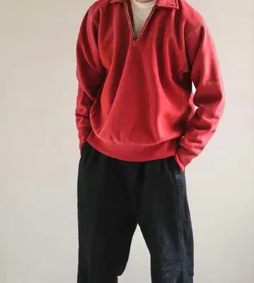 아프레쎄 하프 지퍼 맨투맨 빨간색 사이즈 3
