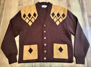 빈티지 스웨이드 x 니트 가디건 60s70s