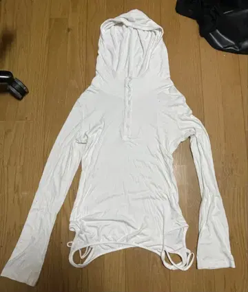 레어 archive 00s 화이트 후드 부착 긴팔 티셔츠