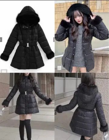 GRL 그레일 벨트 퍼 다운 코트 다운 코트