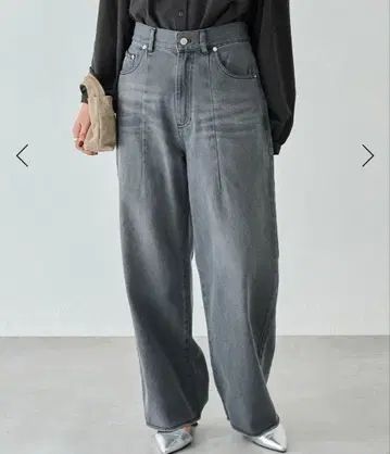 블랙 데님 커브 팬츠 라비앙제