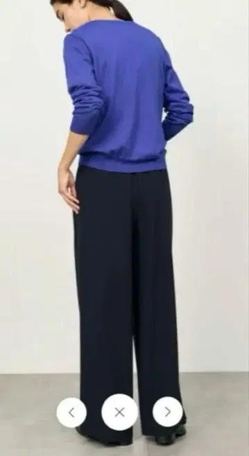 미사용 택*soeju 소쥬 사이드 턱 와이드 팬츠 네이비