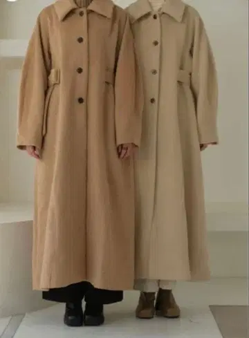 Eaphi 웨이브 디자인 샤기 롱 코트