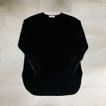 파시오네 소매 시어 롱 T 블랙 리브 니트 인기 상품 긴팔 38 M