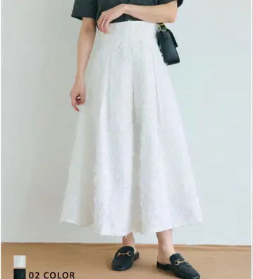 익명 배송 베이스먼트 온라인 프린지 플레어 스커트 화이트 S 사이즈