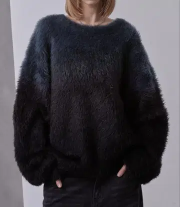 LOOSE 플러시 샤기 니트 / 그라데이션 / 보더