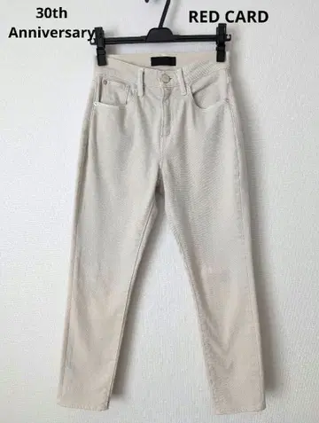 RED CARD 30주년 기념일 슬림 테이퍼트 화이트 데님