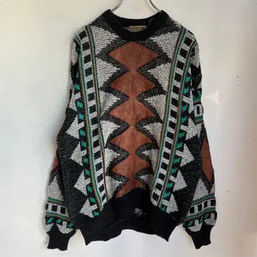 빈티지 디자인 니트 가죽 아메리칸 캐주얼 구제 의류 멀티 컬러