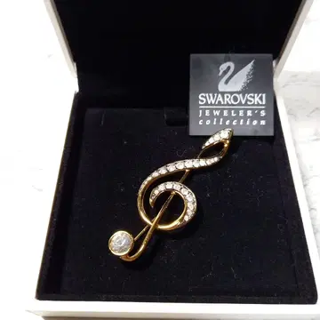 스와로브스키 음표 모티브 브로치 미사용 박스 포함 B
