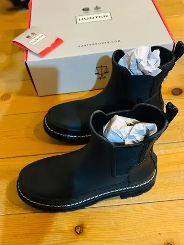 헌터 블랙 첼시 부츠 UK4