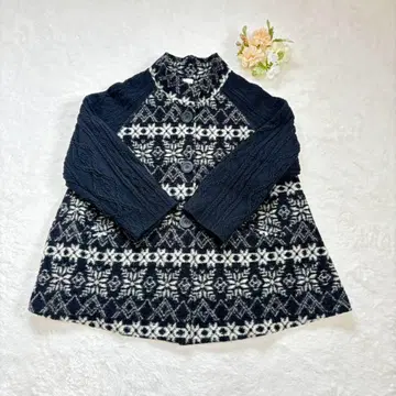 새상품급 sen 바스코 울 자켓 니트 절개 노르딕 무늬