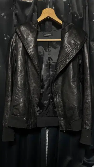 archive double zip leather hoodie jacket