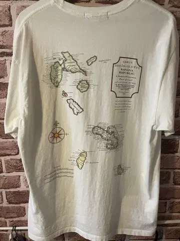 90s BANANA REPUBLIC 지도 프린트 T셔츠
