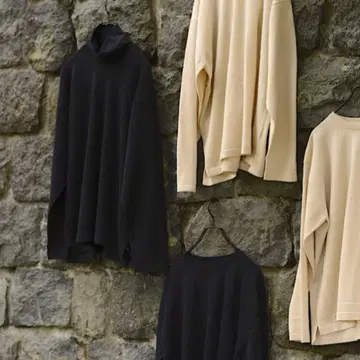 batoner cashmere mid turtle Knit (Black)