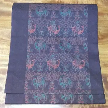 새상품 순수 실크 나고야 오비 낙타 직조 무늬