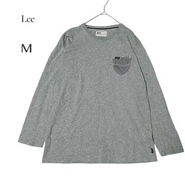 [리] Lee 그레이 긴팔 티셔츠 M 롱티 스트라이프 포켓