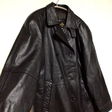 천연 가죽 양가죽 더블 브레스트 가죽 자켓 안감 올 패턴 블랙 L