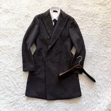 [새상품급] LARDINI 브라운 울 더블 체스터 코트 사이즈 48