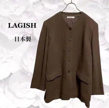 [라기쉬] 노카라 자켓 [L] 브라운 일본제 울 심플