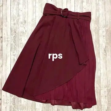 새상품급 rps 아르피에스 플레어 스커트 벨트 와인 레드 레트로 M