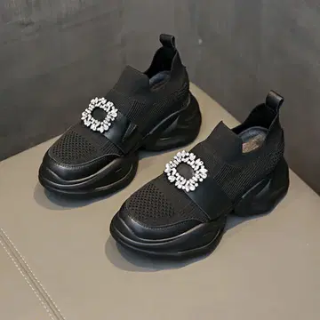 새상품 블랙 비쥬 장식 블랙 스니커즈 통굽