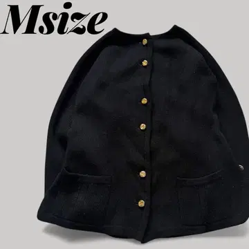 빈티지 블랙 니트 가디건 골드 버튼 쇼와 레트로 구제 의류