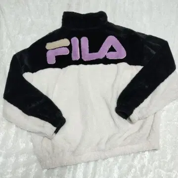 FILA 복슬복슬 퍼 지퍼 자켓 빅 로고 여성용 오버 사이즈