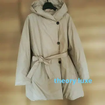 theory luxe 후드 부착 베이지 다운 코트