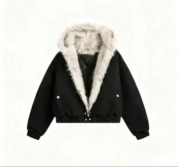 [ 새상품 ] 후드 보아 안감 충전솜 블루종 L 블랙 방한 아우터