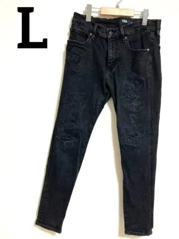 [ AZUL! ] y2k 그런지 블랙 데님 청바지 데미지 스키니