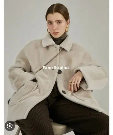 [ Fano Studios ] 빅 실루엣 와이드 슬리브 샤기 코트