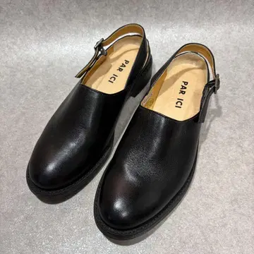 파리시 가죽 슈즈 뮬 블랙