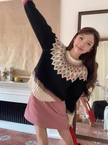 노르딕 무늬 니트 스웨터