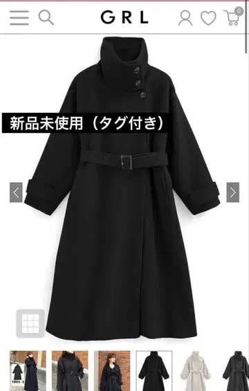 택 포함 미사용 새상품 GRL 블랙 롱 코트 F 사이즈