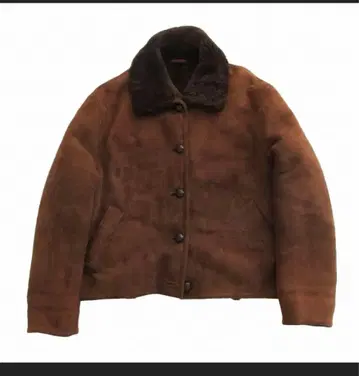 브라운 무스탕 코트 버튼 포함