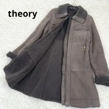 띠어리 theory 리얼 무스탕 코트 보아 롱 양가죽 그레이지