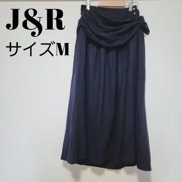 J&R 드레이프 플레어 스커트 M 네이비 깔끔한 출퇴근 새상품급