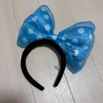 도트 빅 리본 머리띠 스카이블루 파랑 미니