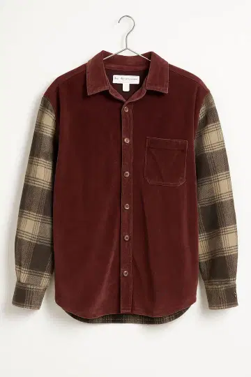 벨로아 절개 셔츠 자켓 체크 벨벳 절개 디자인