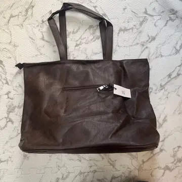 브라운 합성 피혁 토트백