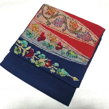 순수 실크 수직 팔촌 나고야 오비 [꽃 무늬]