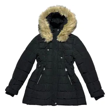 컨디션 최상 ZARA 퍼 다운 자켓 L 블랙