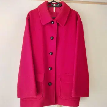 코트 빨간색 아우터 큐트 숏 기장 오버 겉옷 여성용
