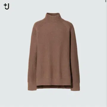 UNIQLO 프리미엄 라무 케이블 하이넥 스웨터 M 사이즈 브라운