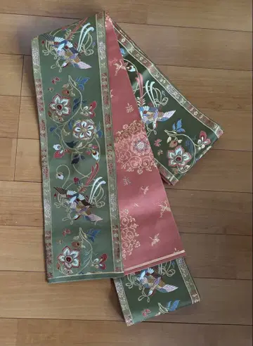 럭셔리 자수 반폭 오비 리버서블 여성용 풍격 있는 오비 순수 실크