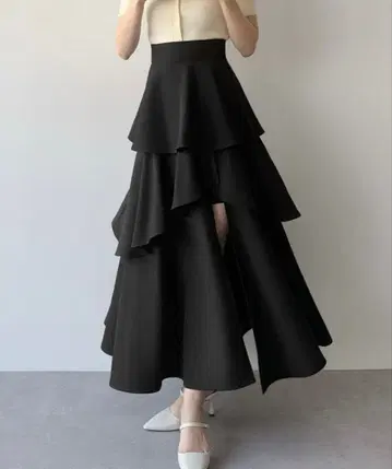 mipiarl 하이웨스트 슬릿 티어드 팬츠 스커트