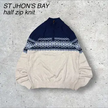 빈티지 STJHON SBAY 세인트 존스 베이 하프 지퍼 니트 파랑 블루